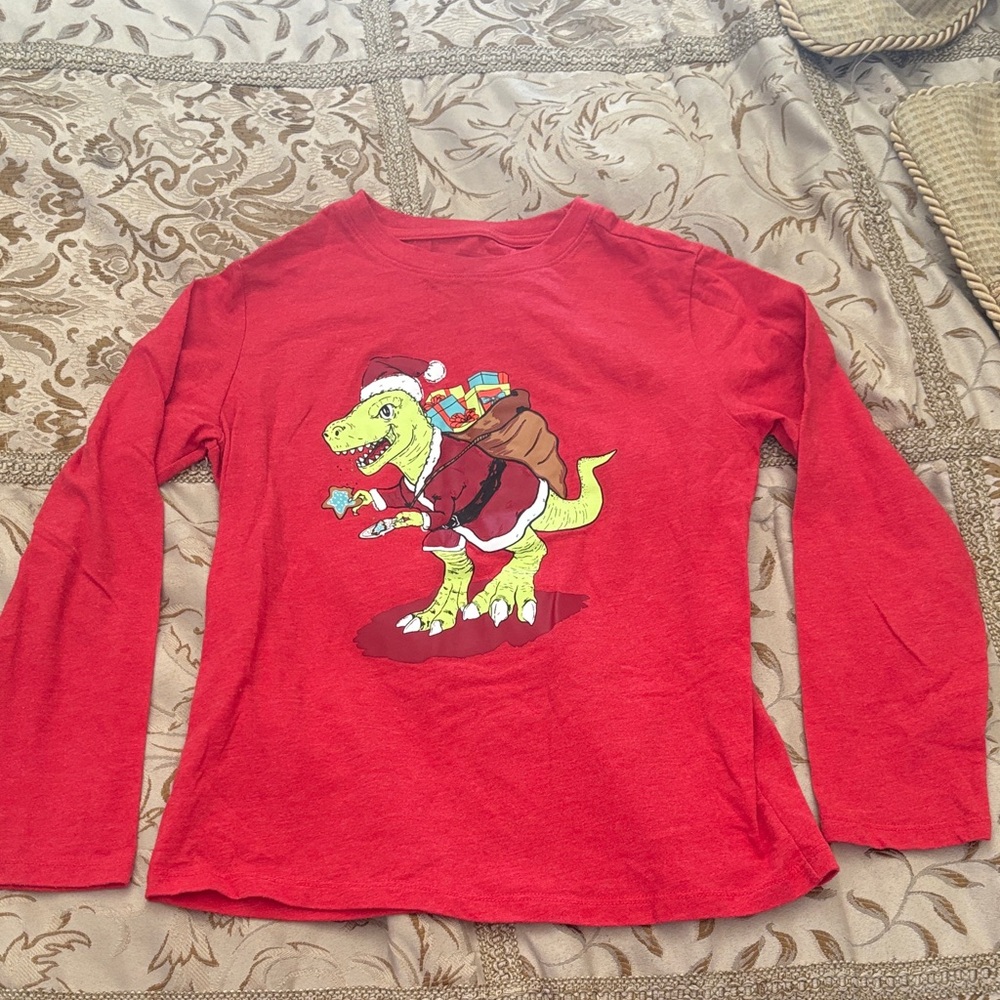 Cat & Jack Red Long Sleeve Dinosaur Tee